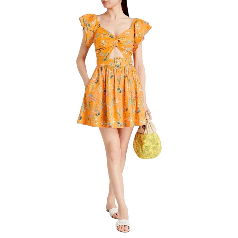 Solid & Striped The Renata Floral Cutout Linen-Blend Mini‎ Dress Size Small NWT
